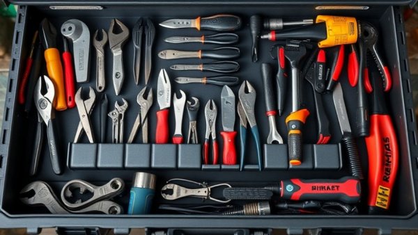 Well-organized tool chest with a detailed tool organization system.