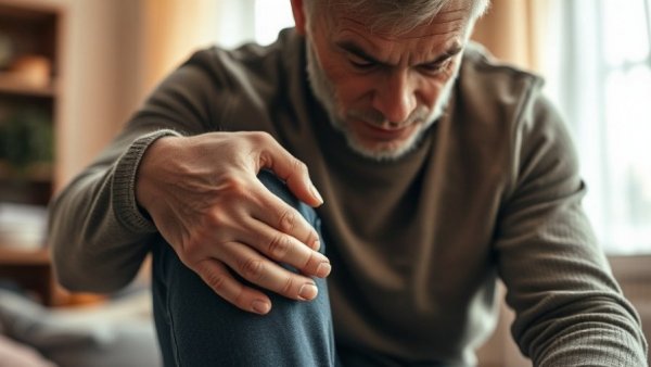 Middle-aged man with knee discomfort, Living with Patellofemoral Pain.