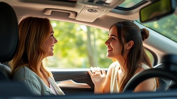 SA64BVY vehicle check explained by a smiling woman in car