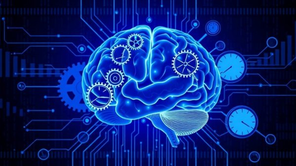 Is TimeBears.com Legit? Futuristic digital brain with gears and graphs.