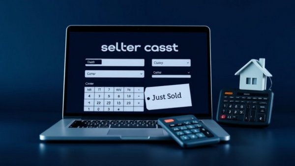 Closing cost calculator for San Jose displayed on laptop with financial icons.