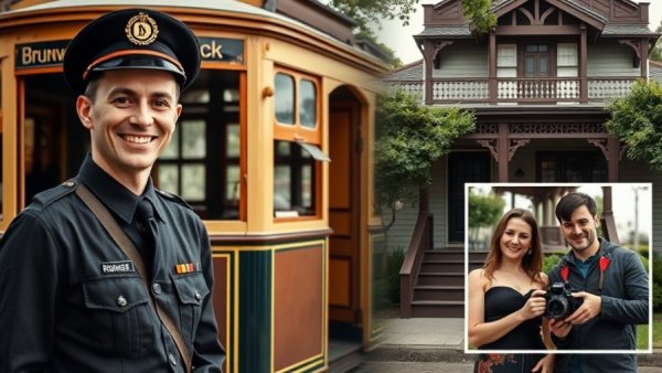 South Yarra home of filmmakers with tram and filmmakers collage.