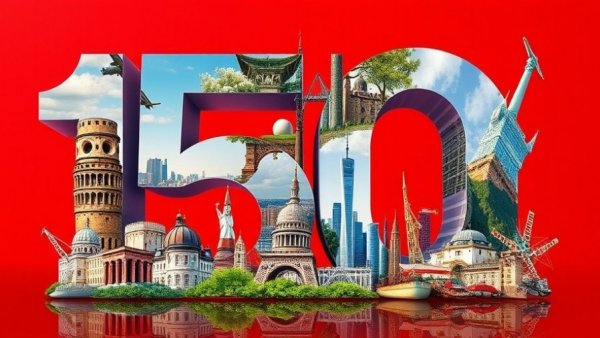 Celebratory graphic for The Agency's 150th Office with global imagery.