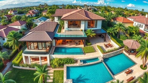 Modern home listing with pool, interior view, and neighborhood.