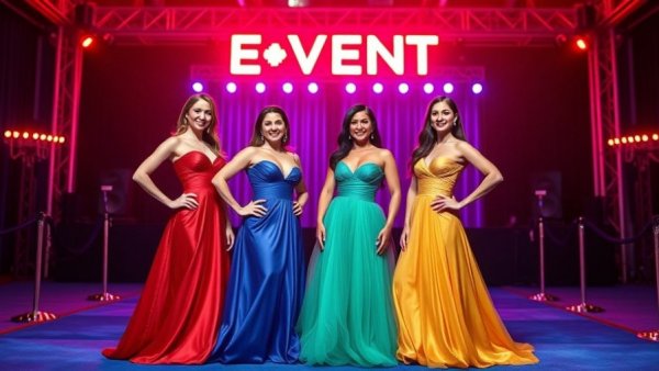 Four women in elegant gowns at BTL Regional Summit 2025 event.