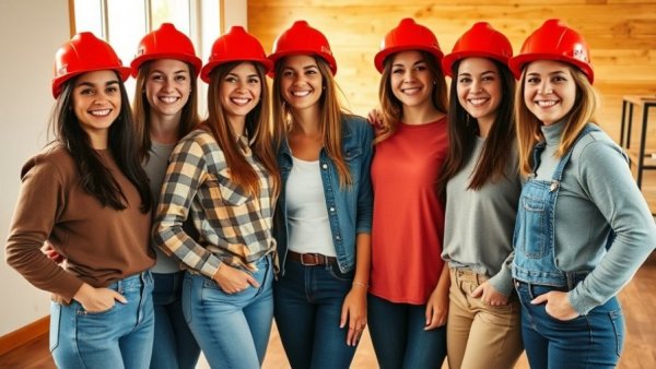 Volunteers at The Agency Hilton Head Habitat for Humanity smiling indoors.