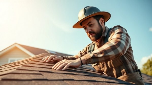 Expert commercial roofer at work in Columbus, repair scene.
