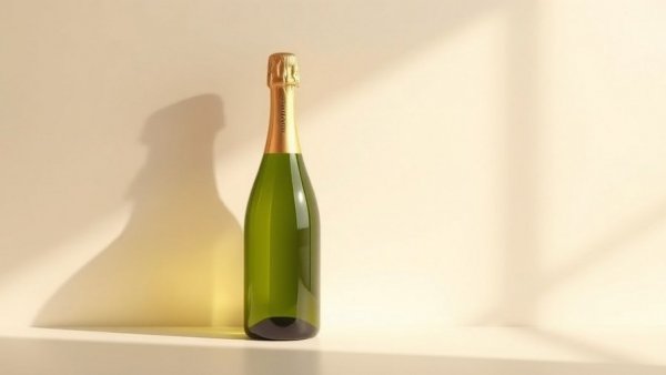 Elegant sparkling wine bottle casting shadow, guide to holiday giving.