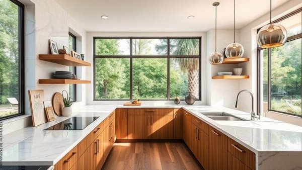 Bright kitchen with marble countertops, highlighting what sells a home.