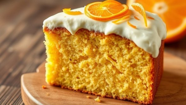 Whole Orange Cake Recipe with cream cheese frosting and orange zest.