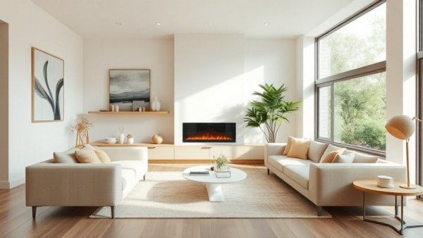 Elegant living room embodies wellness living with minimalist design.