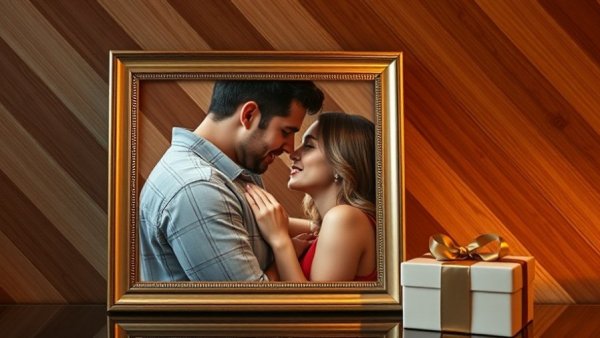 Elegant digital picture frame with gift box and deal alert tag.