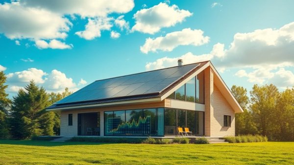 Modern home showcasing solar loan programs in Alberta with digital overlay.