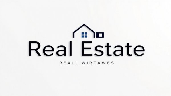 Modern real estate logo, minimalist design, digital graphic