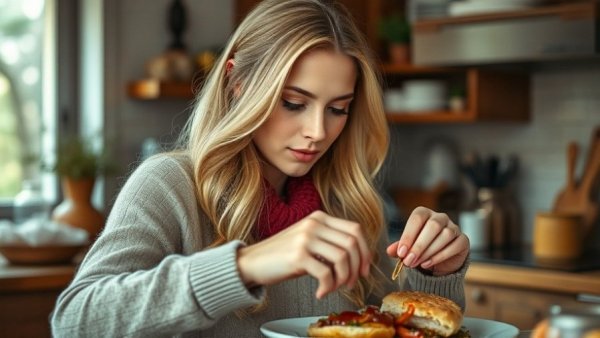 Woman preparing easy winter recipes in a cozy kitchen.