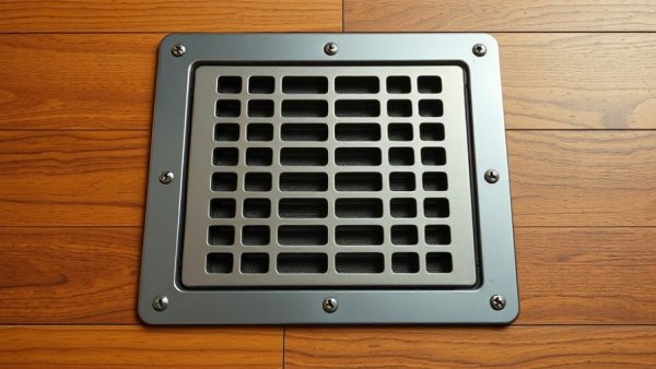 Metal floor vent on wooden floor, representing closing vents in unused rooms issues.