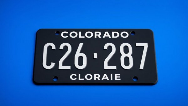Blackout license plate from Colorado with blue background.