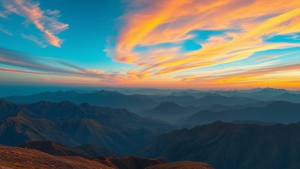 Scenic view of mountains at sunset in Cooma, showcasing affordable land.