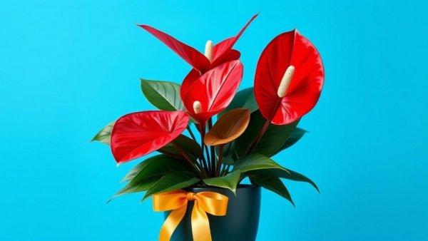 Elegant anthurium plant in pot, ideal for last-minute houseplant gifts.