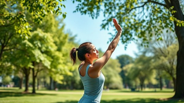 Woman engaging in stretching routine outdoors, illustrating benefits of runners stretch and massage.