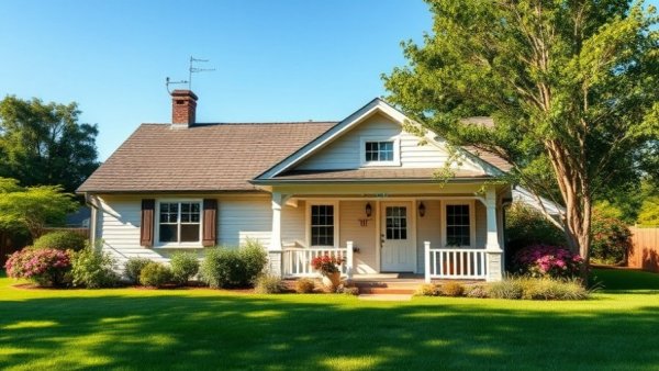 Charming cottage in lush lawn highlights 'Time is of the Essence in Real Estate'.