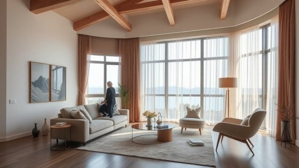 2026 Interior Design Trends: Modern minimalist living room with large window