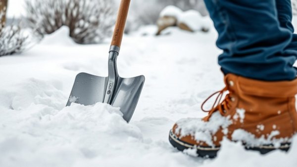 Person shoveling snow to prevent slips and falls this winter.
