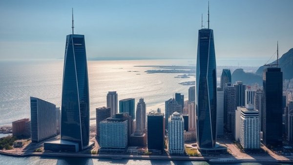 Australia's exciting apartment projects, coastal skyscraper view at sunset.