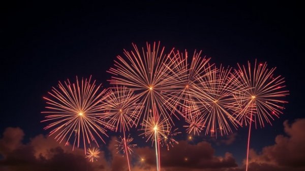 Fireworks illuminating the night sky in vibrant display.