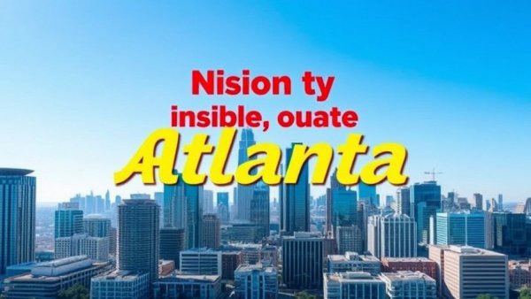Commercial real estate in Atlanta skyline with promotional text.