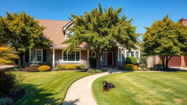 Charming suburban home with traditional design and lush garden, showcasing real estate trends 2026.