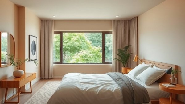 Warm-toned bedroom reflecting 2026 paint color trends with serene decor.