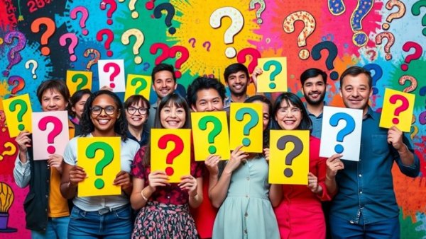 Curious group holding question marks, exploring qualifying buyers in real estate.