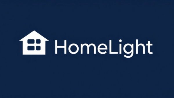 HomeLight logo with house icon on navy background.