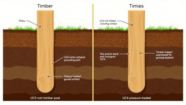 Illustration showing why timber posts fail due to ground contact.
