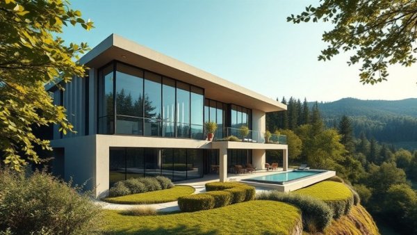 Cutting-Edge Architectural Retreat in Bel Air with modern design and lush surroundings.