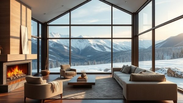 Elegant Kodiak Club Residences interior with mountain view.