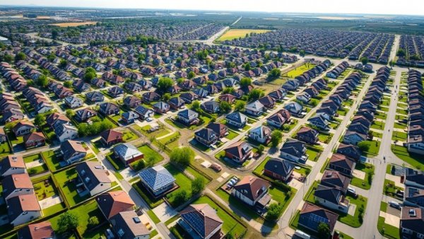 Aerial view of suburban houses representing Triple Rate Hike Australia.