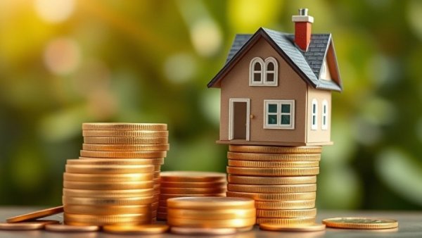 HELOCs in 2026 concept with model house on coins.