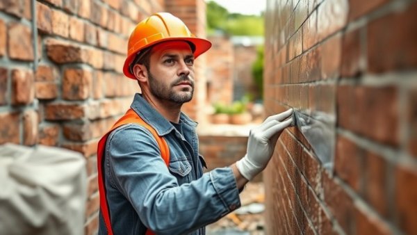 Worker applying waterproofing to foundation wall, basement waterproofing strategies.