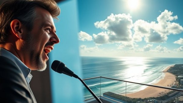 Hugh Jackman Bondi Beach property view and public event appearance.