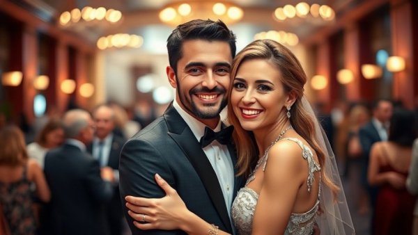 Elegant couple smiling at event, related to Nicole Kidman Sydney apartment sale.