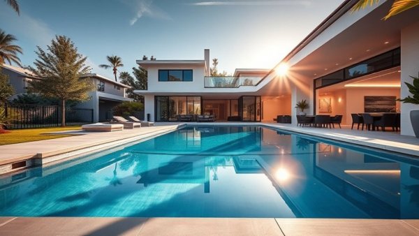 Modern suburban home with pool, highlighting new commercial real estate opportunities.