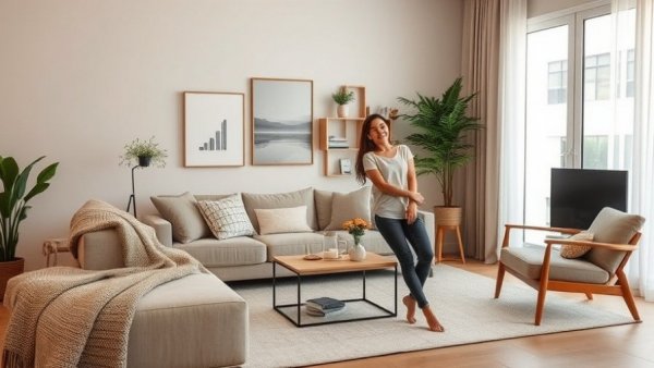 Stylish living room with affordable home decor under $150, featuring cozy neutral tones.