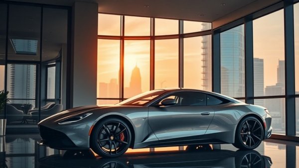 Luxury car in North Sydney Aura penthouse with city view.