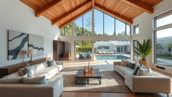 Luxury Naples waterfront real estate interior featuring spacious modern living room.