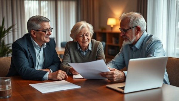 Older couple discussing how quickly a house sells with an agent.