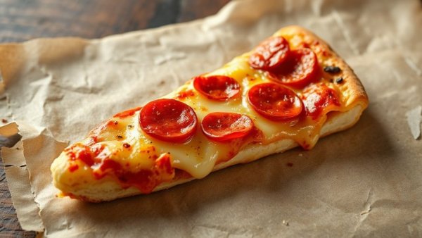 High-protein chicken crust pizza slice with pepperoni.