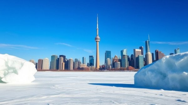 Toronto skyline across frozen lake reflecting Canada luxury rental market trends.