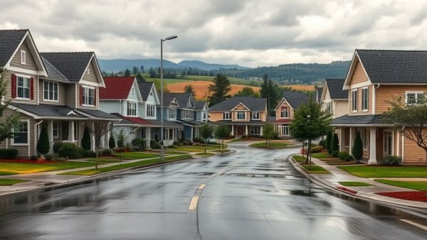 Charming suburban homes in Jeffersontown, KY, on a cloudy day.